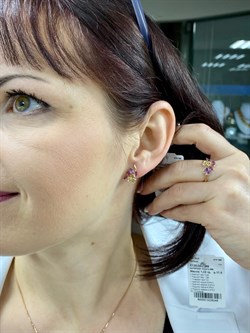 *Серьги Цаворит Аметист Микс цв Красное арт. С120-3447М8-567 вес 2,81 г - фото 76258