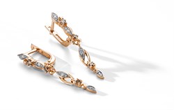 *Серьги  Бриллиант Коньячный Микс цв Красное арт. 23203-117-419 (вес 3,58 г) - фото 80165 *Серьги  Бриллиант Коньячный Микс цв Красное арт. 23203-117-419 (вес 3,58 г) - фото 80165