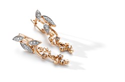 *Серьги  Бриллиант Коньячный Микс цв Красное арт. 23204-117-703 (вес 4,73 г) - фото 80170 *Серьги  Бриллиант Коньячный Микс цв Красное арт. 23204-117-703 (вес 4,73 г) - фото 80170