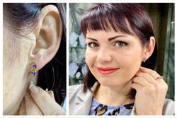 *Серьги Хризолит Аметист Микс цв Красное арт. С122-1361М3-611 вес 2,51 г - фото 80527