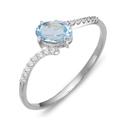 *Кольцо р.18 Голубой Топаз цв Белое арт. К220-1481Т-496 вес 0,94 г - фото 80534