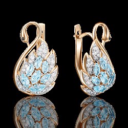 *Серьги Топаз, Фианит цв Красное арт. 02-3740-00-207-1110-46-671 (вес 4,85 г) - фото 8541