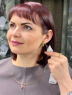 *Серьги Хризолит цв Лимонное арт. 2550309ж-263 вес 5,01 г - фото 86196