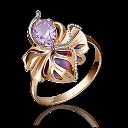 *Кольцо р.17,5 Аметист цв Красное арт. 01-5149-00-203-1110-57-121 (вес 3,23 г) - фото 9269