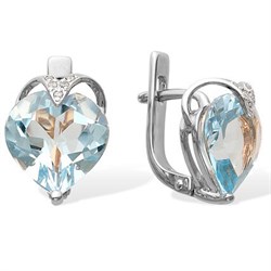 *Серьги Голубой Топаз цв Белое арт. С220-815Т-374 вес 3,73 г - фото 93918