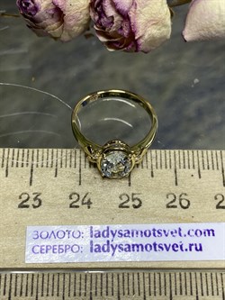 *Кольцо р.16,25 Аквамарин цв Лимонное арт. 653к-600 вес 2,14 г - фото 95158