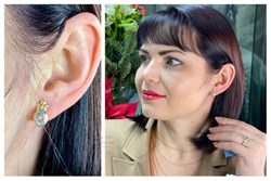 *Серьги Аквамарин цв Лимонное арт. 653с-594 вес 2,97 г - фото 96953