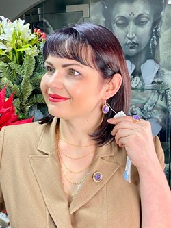 *Серьги Петли Чароит цв Красное арт. 2790962-121-214 вес 8,58 г - фото 97014 *Серьги Петли Чароит цв Красное арт. 2790962-121-214 вес 8,58 г - фото 97014