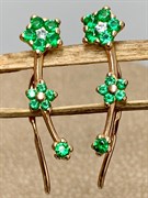 *Серьги Каффы Зеленый Фианит арт. п7-519-3з232-003(к) (Вес 0,81 г)