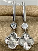 *Серьги Клевер Белый Фианит арт. 421-15-921р-110-194 Вес 4,97 г