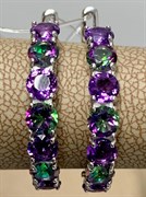 *Серьги Конго Микс Топаз Мистик Аметист арт. С1518Ю/Ag-607/45-663 вес 4,47 г