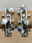 *Серьги Голубой Топаз арт. SM-E00741-X-W-SBT-X-W-393 вес 4,85 г