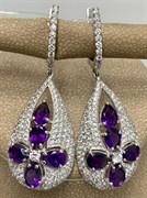*Серьги Аметист арт. AS-E06345-X-W-Pur-X-W-720 вес 8,6 г