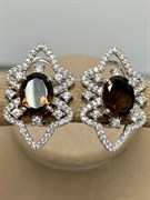 *Серьги Дымчатый Кварц Раухтопаз арт. AS-E06306-X-W-Gl-X-W-529 вес 5,6 г