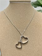 *Колье р.40 Сердца Белый Фианит арт. 06-1103/00КЦ-00-554 вес 4,20 г
