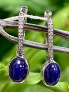 *Серьги Звездчатый Корунд Сапфир синт арт. 2340940375л-8-532 Вес 3,03 г