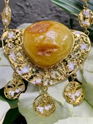 *Колье р.60 Янтарь Эмаль арт. 723094п-471 Вес 55 г