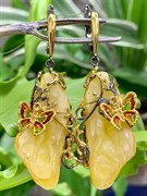 *Серьги Бабочки Янтарь арт. 721094п-057 Вес 16,25 г