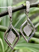 *Серьги Белый Фианит Микро Вставки арт. 4850R60221Wer-758 Вес 6.5 г