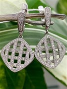 *Серьги Белый Фианит Микро Вставки арт. 4850R65158er-863 Вес 6,6 г