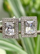 *Серьги Белый Фианит Микро Вставки арт. 4850R65279Wer-460 Вес 4 г