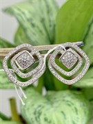 *Серьги Пусеты Белый Фианит Микро Вставки арт. 4851R60056-467 Вес 4,7 г