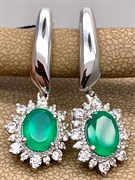 *Серьги Зеленый Агат арт. 02-1167/00АГ-00-975 вес 6,68 г