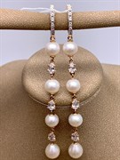 *Серьги Белый Жемчуг цв Красное д.8-9,5  арт. 2.0817.0.f-099 Вес 12,99 г