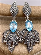 *Серьги Микс Марказит Голубой Топаз арт. HE955-980 вес 8,4 г