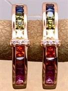 *Серьги Фианит Микс шпинель синт арт. SL-E1478-3-X-G-W-X-M3-281 вес 3,7 г
