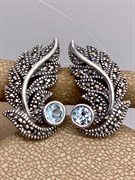 *Серьги Микс Марказит Голубой Топаз арт. HE001-426 вес 7,61 г