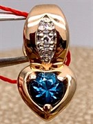 *Подвеска Синий Сапфир цв Красное арт. 3792-102-032 (вес 1,2 г)