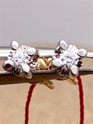*Пусеты Белый Бр цв Красное, белое арт. 23963-100-376, (вес 1 г)