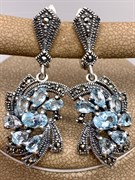 *Серьги Микс Марказит Голубой Топаз арт. HE874-487 вес 9,7 г