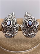 *Серьги Черепашка Марказит Гранат Пироп арт. HE1309-247 вес 8,15 г