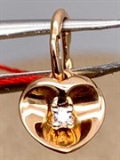 *Подвеска Сердце Белый Бр цв Красное арт. 33724-100-529 (вес 0,5 г)