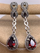*Серьги Микс Марказит Гранат Пироп арт. HE1414-104 вес 8,46 г