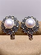 *Серьги Микс Марказит Жемчуг арт. HE0922-284 вес 5,47 г