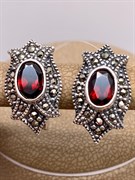 *Серьги Микс Марказит Гранат Пироп арт. HE0303-641 вес 6,06 г