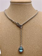 *Колье р.45 Микс Марказит Голубой Топаз Бесконечность арт. NE0594-740 вес 11,09 г