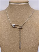 *Колье р.40 Булавка Белый Фианит арт. 06-1728/00КЦ-00-401 вес 2,62 г