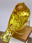 Шкатулка Птичка р.6-14 Янтарь Золотая поталь арт 250409 вес 150,23 гр Украшение для интерьера Ручная работа