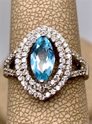 *КОЛЬЦО р.18 Голубой Топаз арт. R00017-958, (вес 3,26 г)