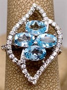 *КОЛЬЦО р.17 Голубой Топаз арт. R00372-196, (вес 4,51 г)