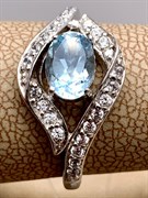 *КОЛЬЦО р.17,5 Голубой Топаз арт. R00101-925, (вес 2,43 г)