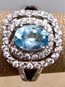 *КОЛЬЦО р.17,5 Голубой Топаз арт. R00196-114, (вес 5,02 г)