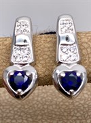 *Серьги Сердце Сапфир иск арт. 02-1082/0ГТС-00-792 вес 3,83 г
