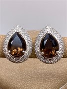 *СЕРЬГИ Раухтопаз Дымчатый Кварц арт. E00633-594, (вес 5,81 г)