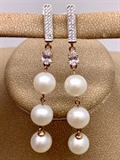 *Серьги д.8,5-9 Белый Жемчуг цв Красное арт. 2.1040.f.m-320 Вес 9,88 г