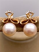 *Серьги Белый Жемчуг д.8,5-9 цв Красное арт. 2.0247.1.b-775 Вес 4,52 г